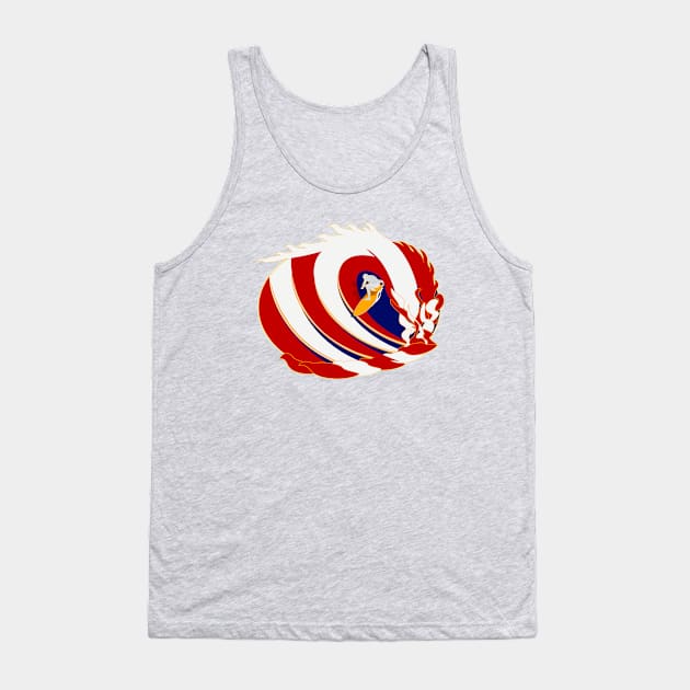 Team Red, White & Blue Surfer - Patriotic Surf Graphic Print Tank Top by GulfGal